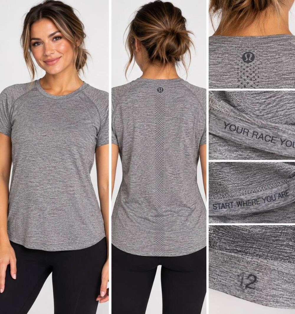 Lululemon Swiftly Tech Short Sleeve Shirt Size 12 Heather Gray Seamless Running